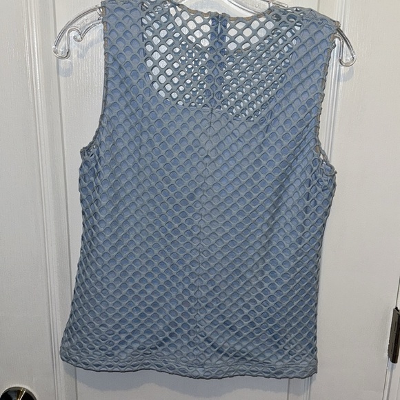 NWT Akris Punto ice blue denim mesh shirt - size US 12 - Picture 2 of 4